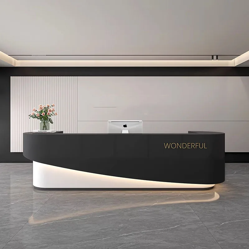 

Elegant Modern Reception Desks Commericial Service Counter Luxury Reception Desks Welcome Stands Scrivania Office Furniture