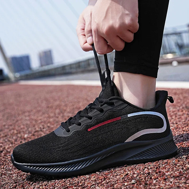 Classic Black Men's Running Shoes Breathable Casual Sneakers For Men Comfortable Non-slip Sports Shoes Man Trainers Big Size 47