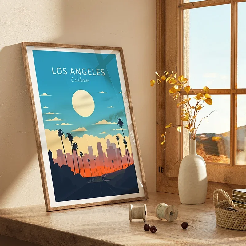 الحد الأدنى المشارك لوس انجليس جزر المالديف هامبورغ السفر التذكاري الملصقات قماش الطباعة اللوحة من جدار الفن الديكور #2