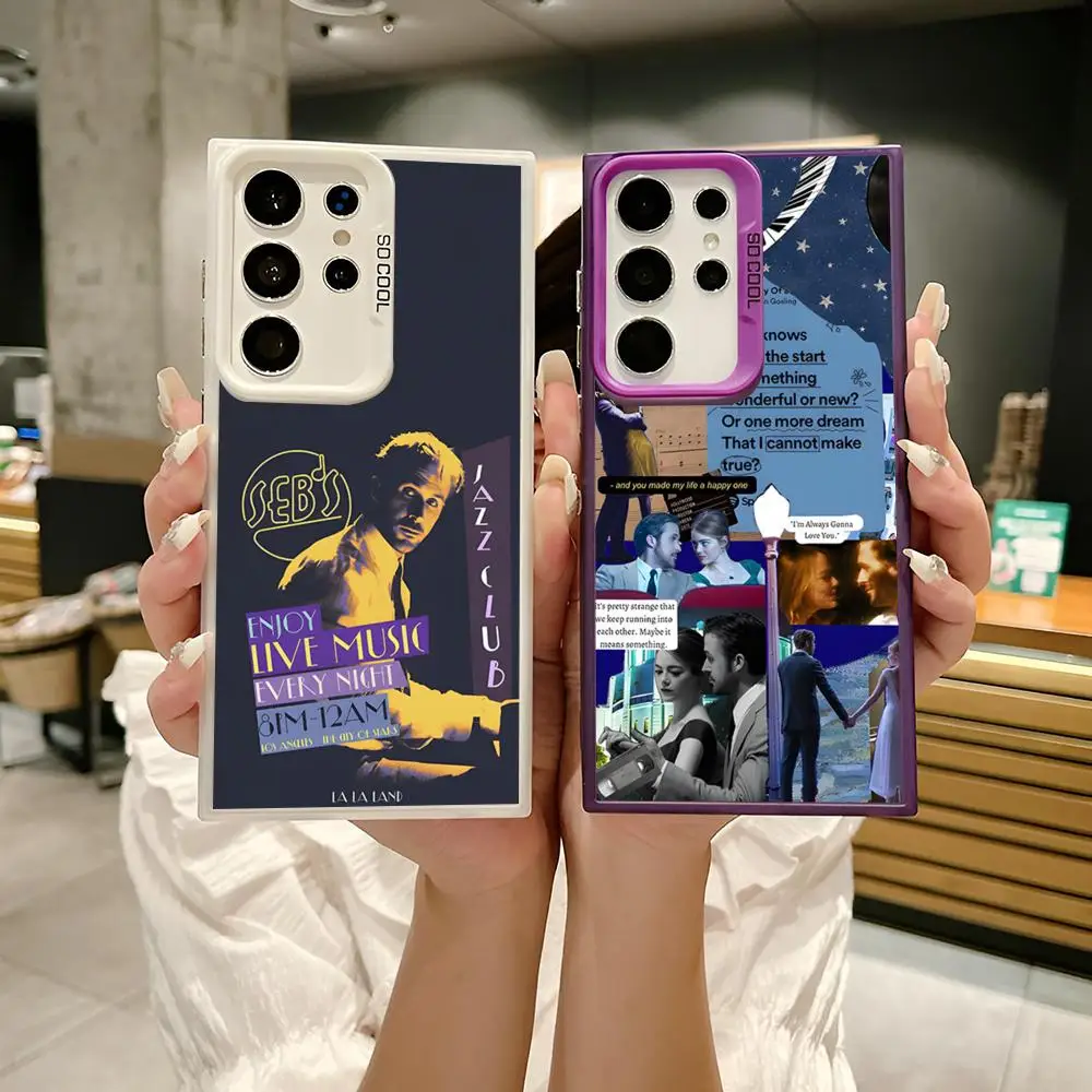 Чехол для телефона Movie L-LaLand для Samsung S25 S24 Ultra 23 Fe 22 Plus Galaxy A54 A55 A13 A15 A25 A34 Цветной серебристый чехол