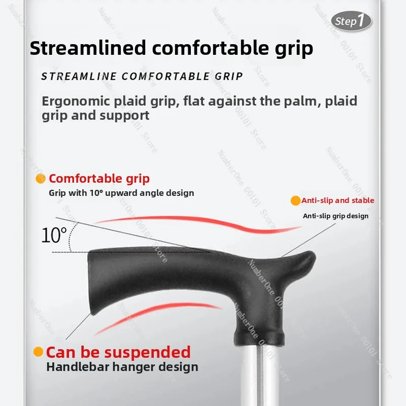 Foldable Elderly Crutch Chair, Multifunction Walking Stick with Stool Seat