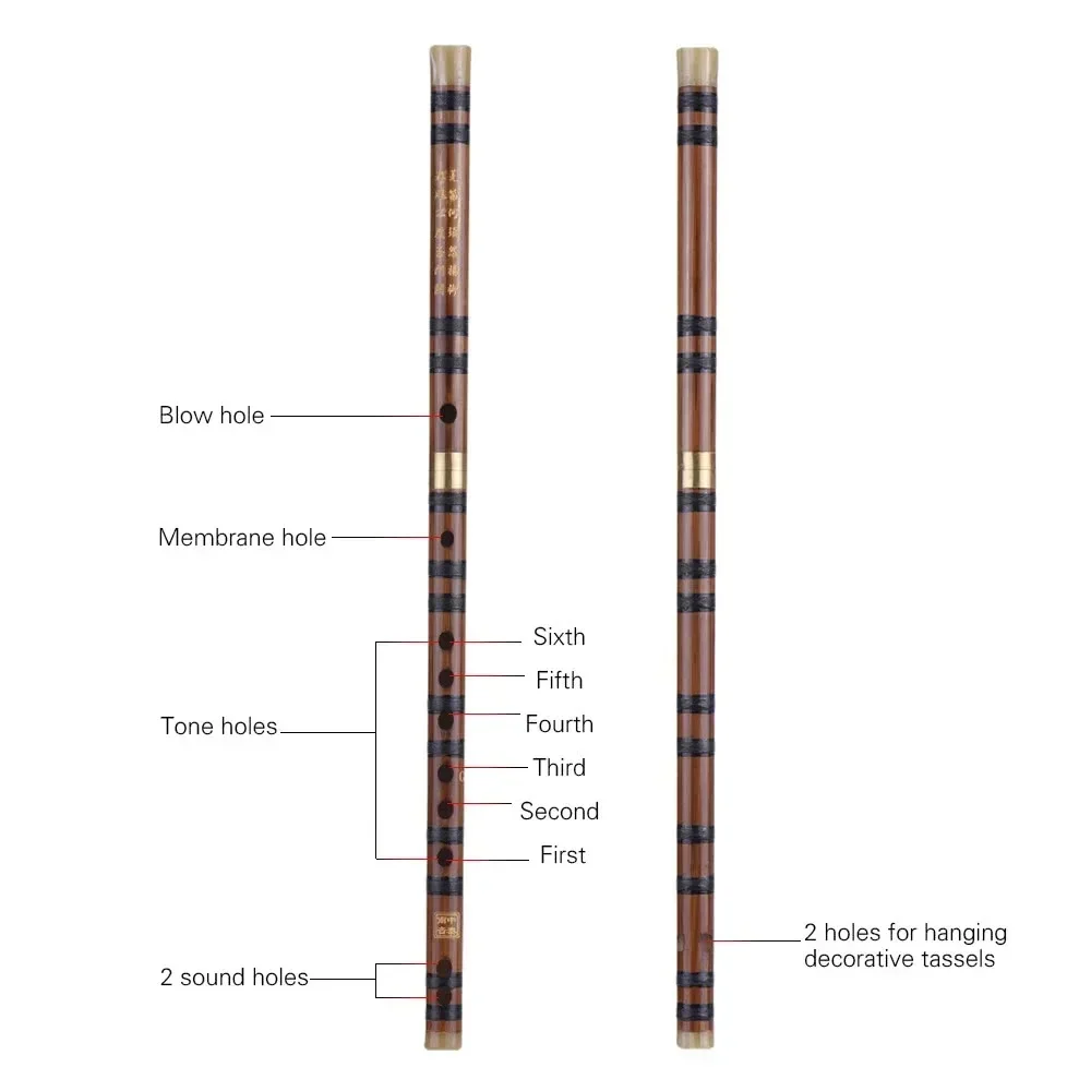 Bitter Bamboo Two-section Flute Za Nylon Line Flute Ethnic Musical Instrument Students Beginner