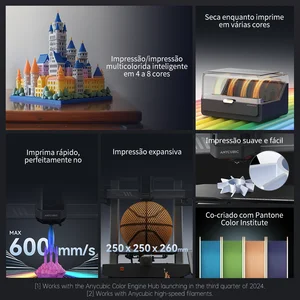 ANYCUBIC-FDM Multi-Color 3D Printer, Kobra 3 Combo, 4 to 8 colors, Print Speed Construction Size 250mm x 250mm x 260mm, Max 600 m/s 10 Main Sales Printer Kit 3D - №3