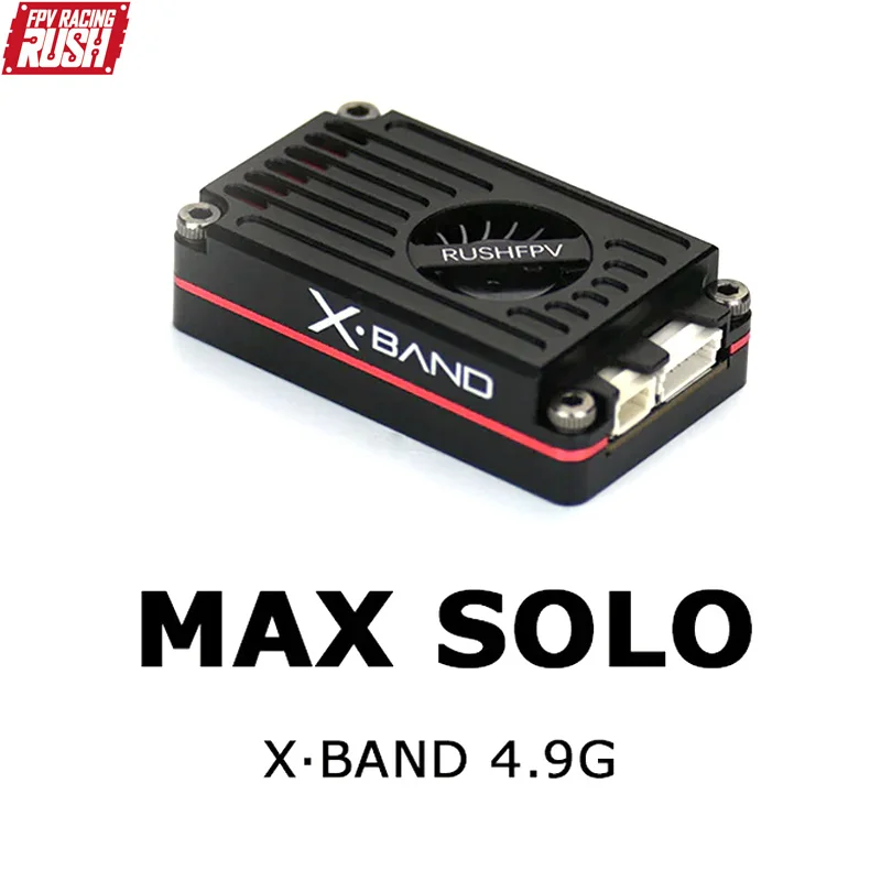

RUSHFPV MAX SOLO XBAND 4.9G 2.5W 8CH Transmitter VTX 4.9Ghz CNC Shell Built-In Cooling Fan For RC FPV Range Racing Drone
