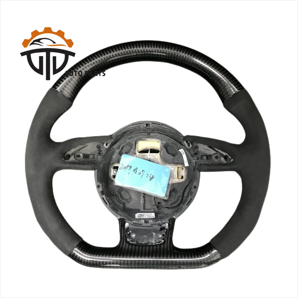 Car Accessories Glossy Carbon Fiber Steering Wheel With Perforated Leather For Audi RS3 RS4 RS5