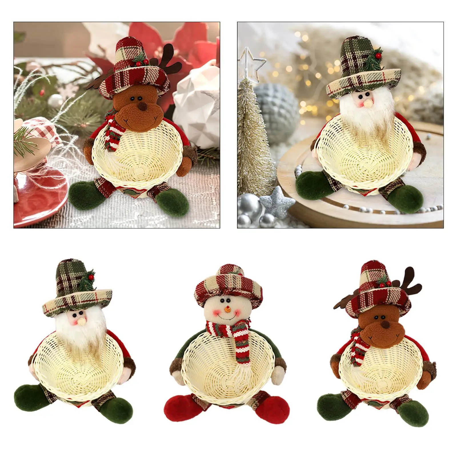 Candy Bowl Christmas Decor Cute Multifunction Ornament for Party Office Gift