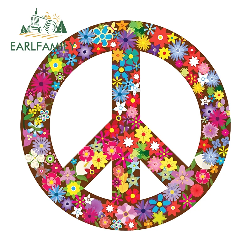 EARLFAMILY Peace Sign Flowers Funny Car Stickers Hot Anime Theme Car Wiper DIY Decal Vinyl Sunscreen All Types Of Vehicles