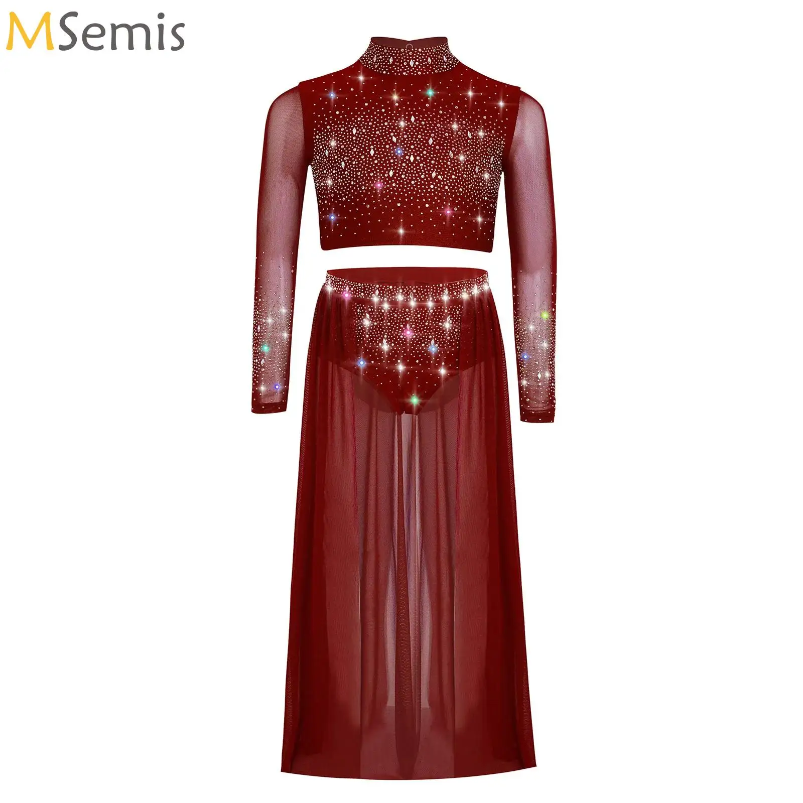 

Girls Lyrical Modern Praise Ballet Dance Dress Performance Outfit Figure Skating Rhythmic Gymnastics Athletic Activewear Set