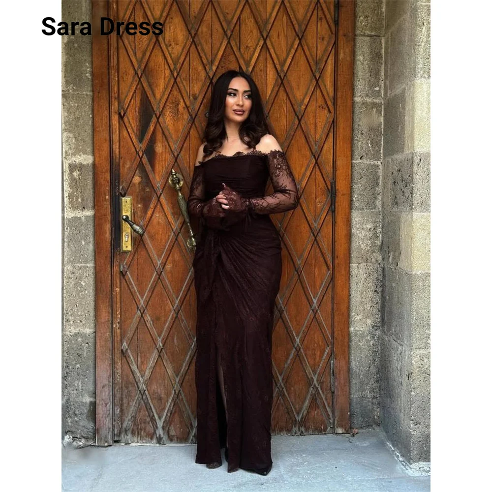 Sara Custom Lace Brown Strapless Fishtail Elegant Chic Woman Evening Dress for Event Long Prom Dress 2026 Party Dresses Woman