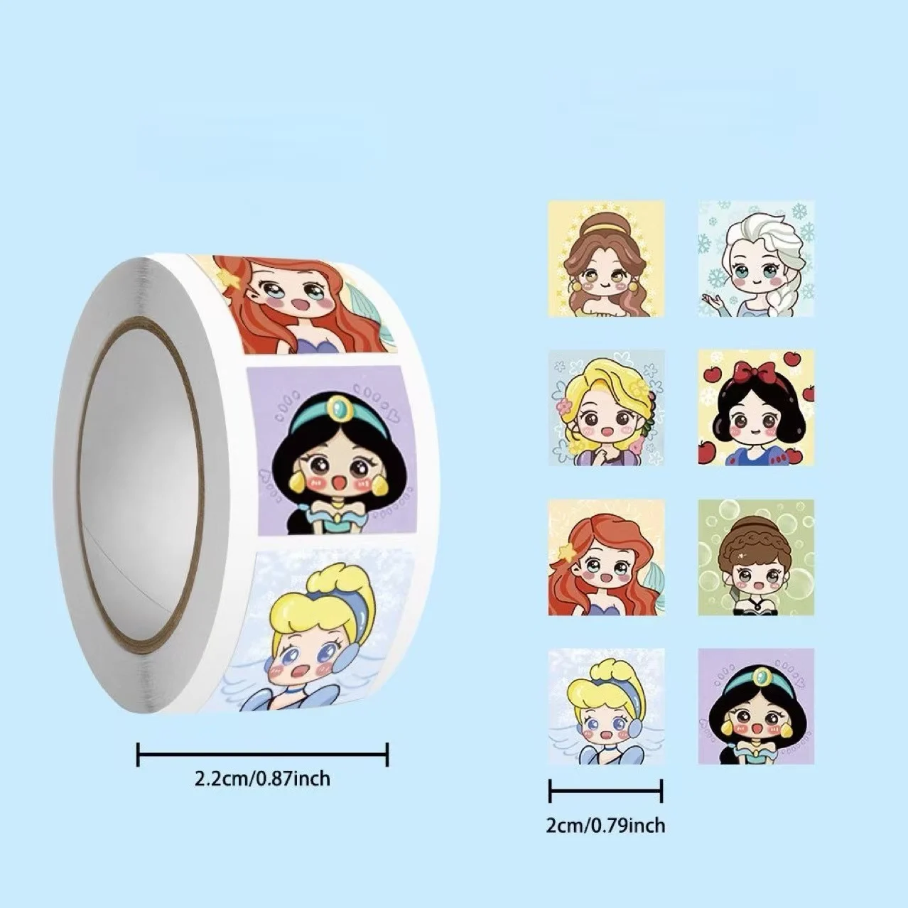 500 قطعة من ملصقات سلسلة أميرات ديزني المختلطة الكرتونية اللطيفة من الفينيل للكمبيوتر المحمول والأمتعة ولوح التزلج وملصقات مقاومة للماء، كاواي #6