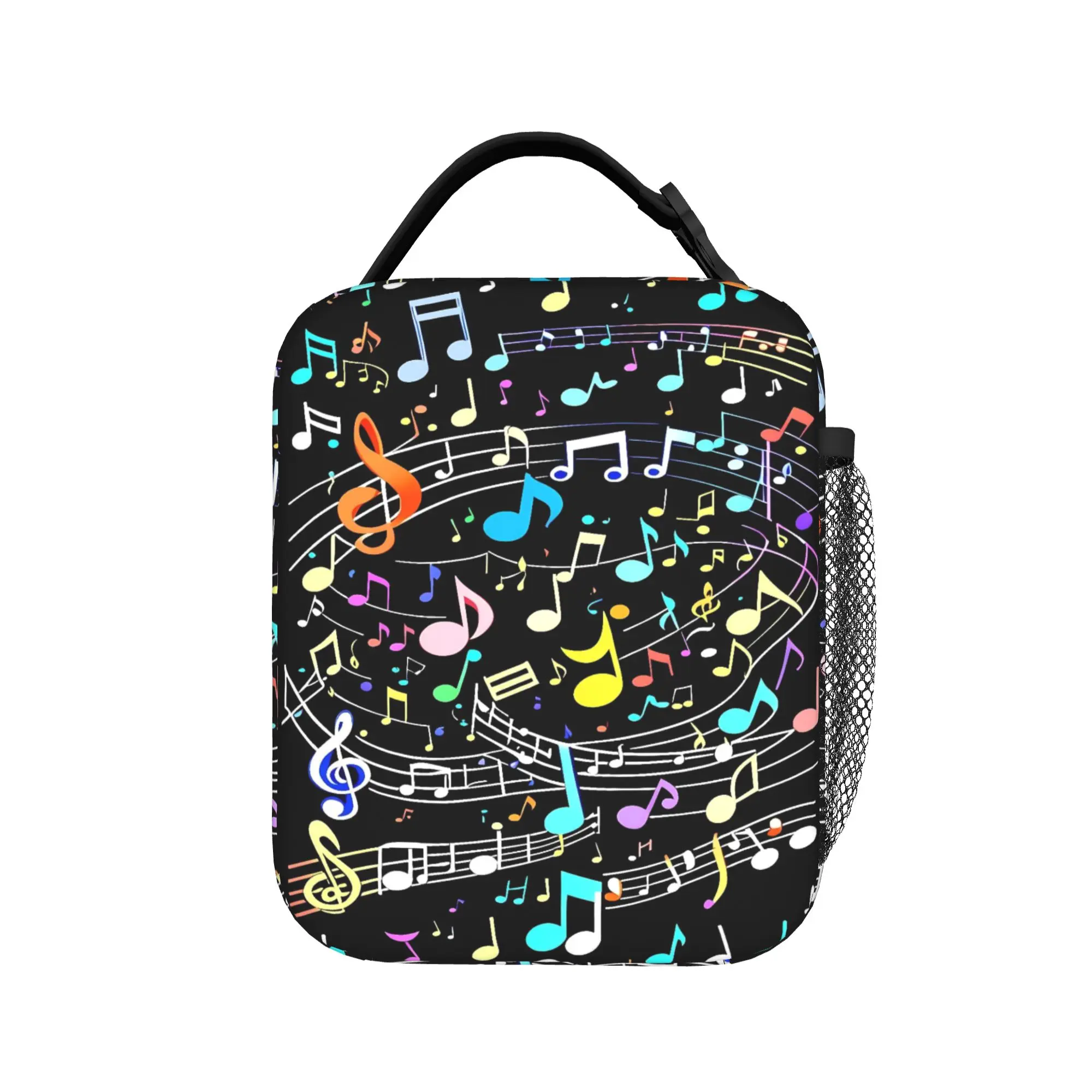 Rainbow Musical Lunch Bag For Women  Graphic Design Lunch Box Cute Travel Cooler Bag Portable Oxford Tote Food Bags