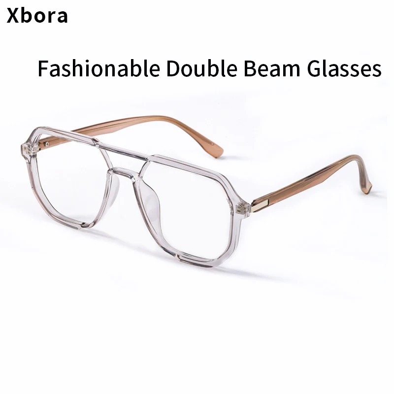 

Men's Fashion Large Frame Glasses Frame Versatile Aviator Double Beam No Ddiopter Hot Selling Myopia Prescription Eyewear 7246