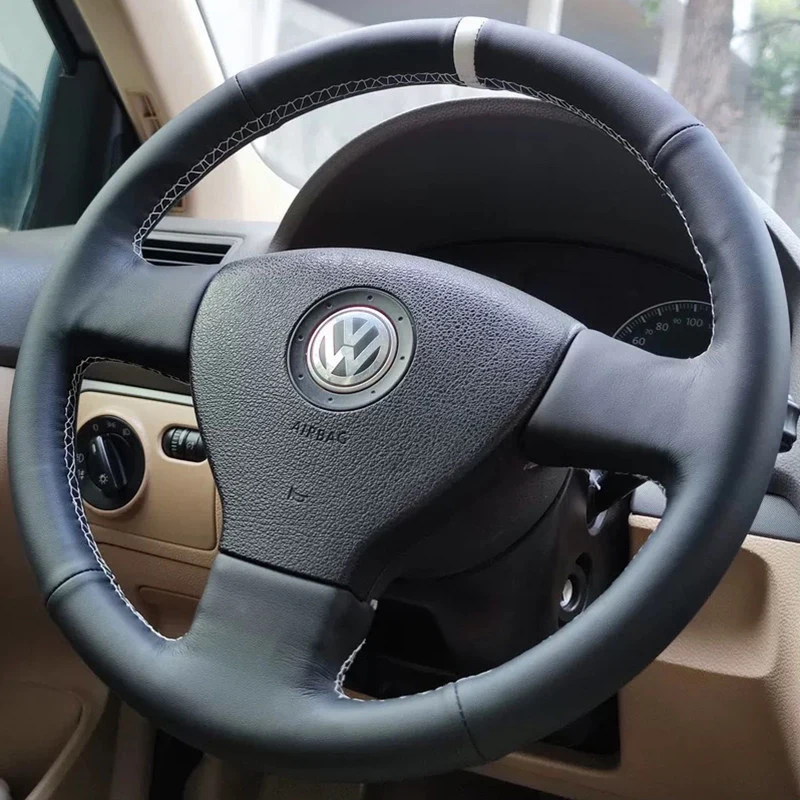 Customized Hand-sewn For Volkswagen Magotan‌ Lavida‌ Bora‌ Touran‌ Sagitar‌ 2008-2011 Car Steering Wheel Cover Braid Leather