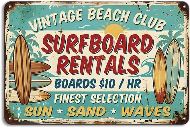 YOYI ART Retro Metal Tin Sign Tropical Coastal Beach Wall Decor,   | Vintage style, Weather Resistant, Easy to Mount, fade-resis