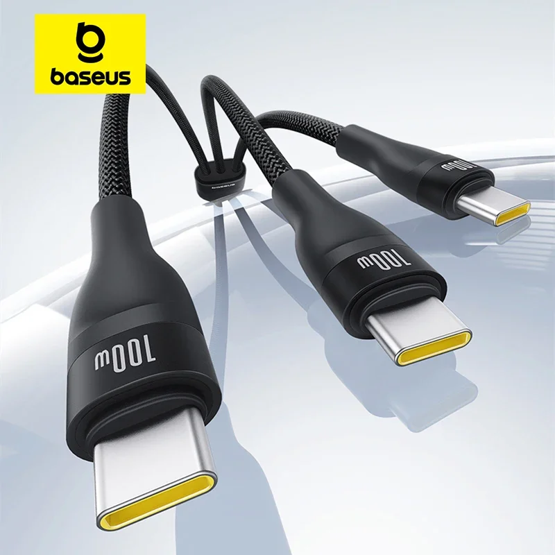 Baseus 3 in 1 USB Cable 6A 100W USB C Charging Cable For iPhone 16 15 Type C Cable For Macbook Air Data Cord For Samsung Xiaomi