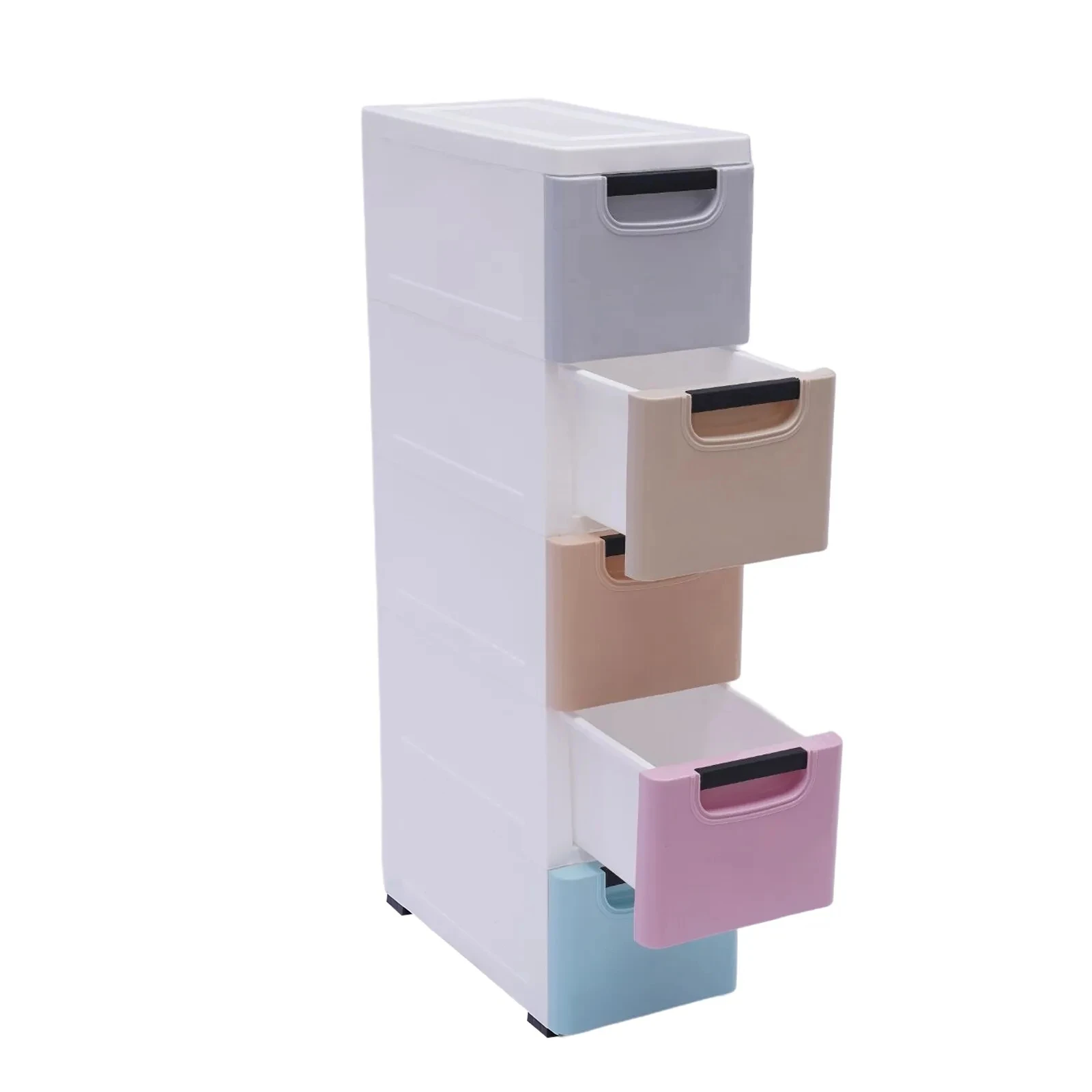 Storage Cabinet 5 Layers 20×40×84cm-Light Mixed Color Stackable Clothes Storage Box Heavy Duty Plastic Storage Cabinet