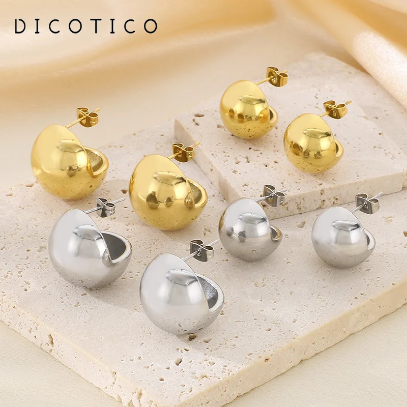 Simple Fashion Hollow Balls Stainless Steel Earrstud For Women Gold Silver Color Wedding Party Jewelry Christmas Earings