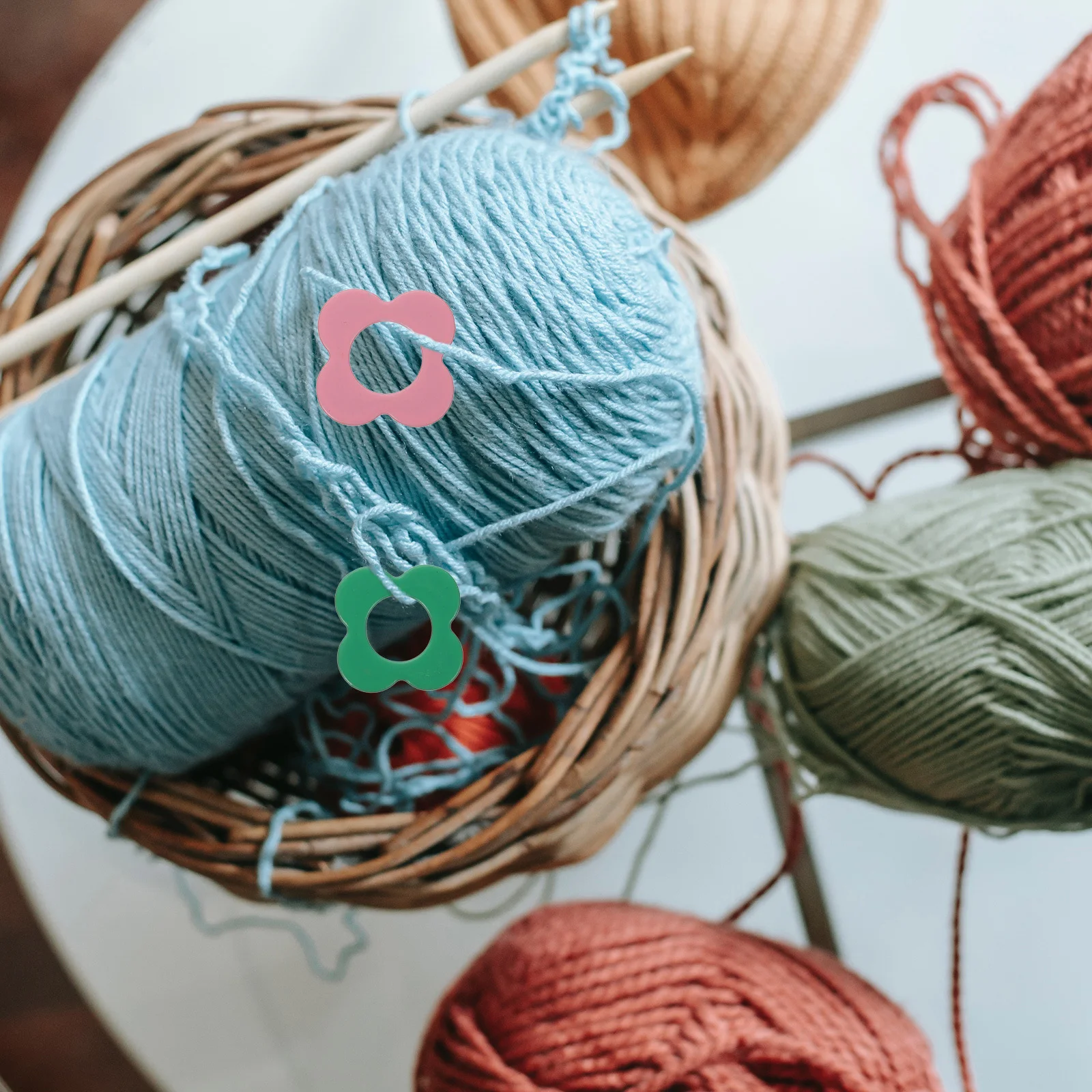 

48pcs Four-Petal Flower Stitch Markers Zinc Alloy Knitting Crochet Rings For Diy Craft Sewing Quilt Needlework Accessories