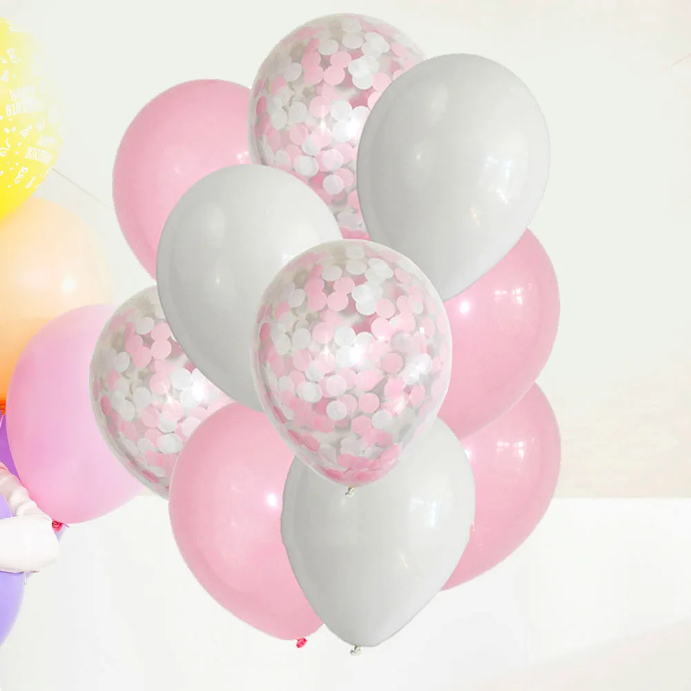 

10 Pcs Confetti Balloon Set Pink Latex Party Wedding Birthday Decorations Anniversary Festive Supplies Balloon Accessories