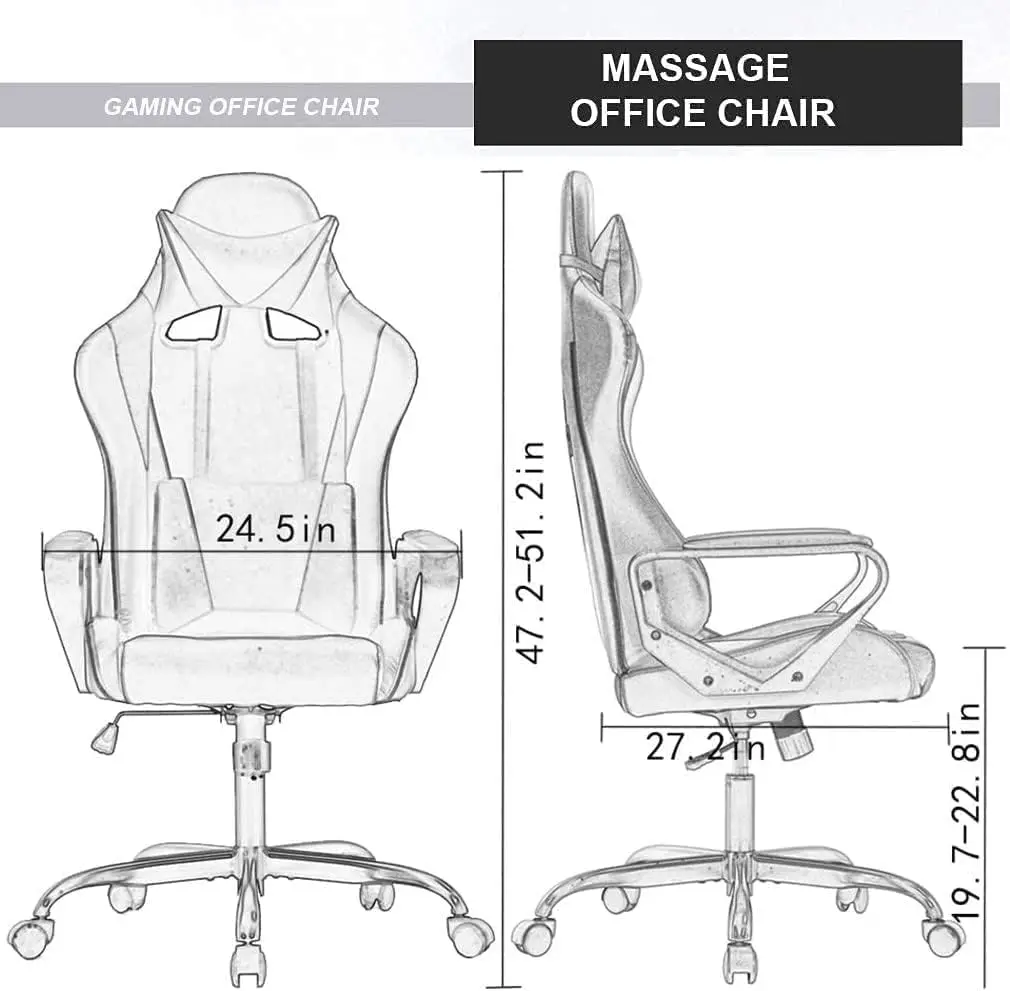 

Gaming Chair, Office Chair Computer Racing Chair Ergonomic Video Game Chairs For Adult Kids Teen Height Adjustable Reclining