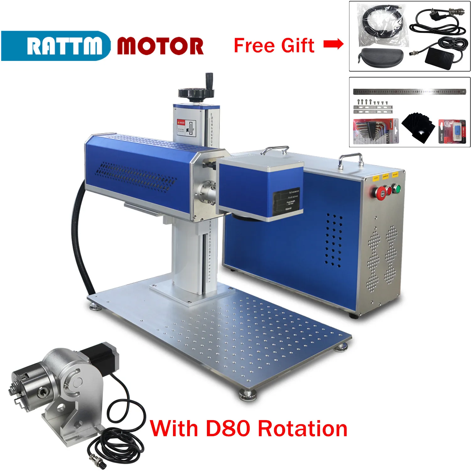 

DAVI 40W CO2 Fiber Laser Marking Machine Wood Engraver with Rotary Axis for Non-Metal Material Acrylic Leather Paper