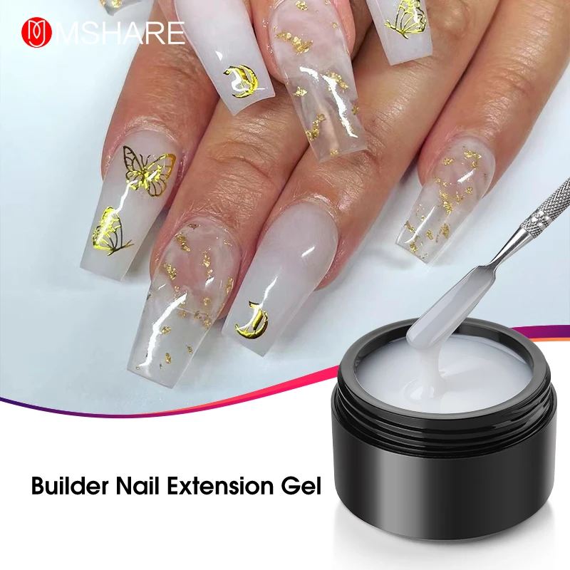 MSHARE 5oz Light Milky White Running Thin Clear Nails Self Leveling Gel Lopende Dunne Gel for Nail Extension UV Poly Nail Art