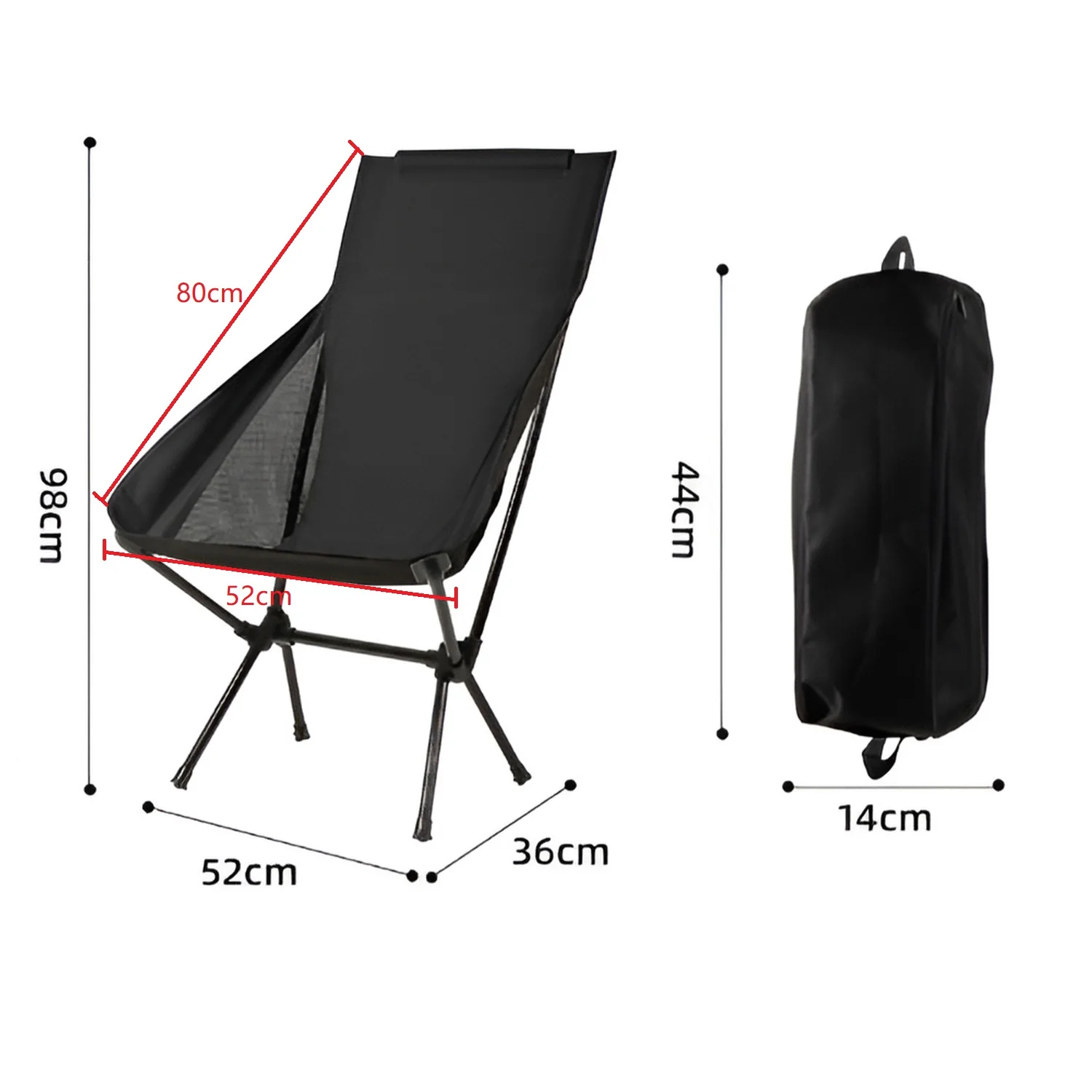 Faltbare Campingstühle Set Leichtgewichtige Klappstühle Ultraleichte Backpacking-Mondstühle für Garten Picknick Strand Angeln – Detail 8
