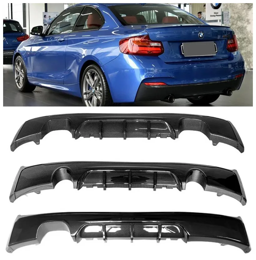 For BMW 2 Series F22 M235i 2014-2018 Real Carbon Fiber Rear Bumper Diffuser Lip Spoiler Body Kit