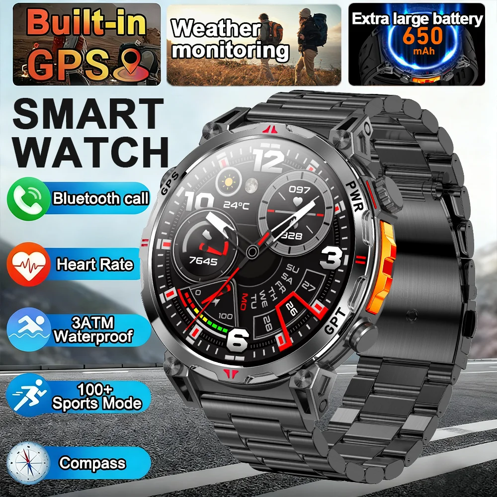 

2025 New Smart Watch AMOLED Screen 3ATM Waterproof Fitness tracking Heart Rate 650Mah GPS AI GPTProfessional Sports Smartwatch