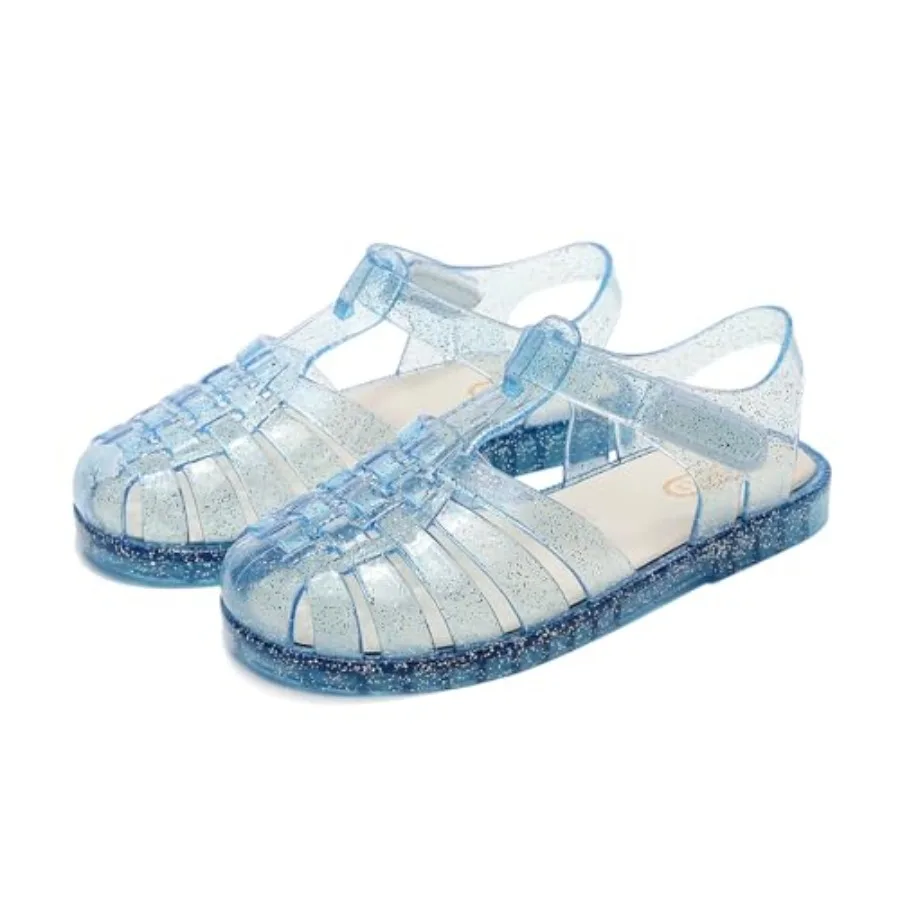 

Jelly Sandals for Girls, Closed Toe Princess Costume Summer Dress Shoes Fisherman Water Beach Rubber Sole Flat Sandals for Todd
