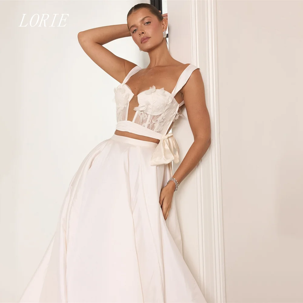 LORIE فستان زفاف فاخر على شكل حرف A فساتين زفاف مثيرة على شكل قلب مزين بحزام سباغيتي ثوب زفاف مخصص 2026 #2