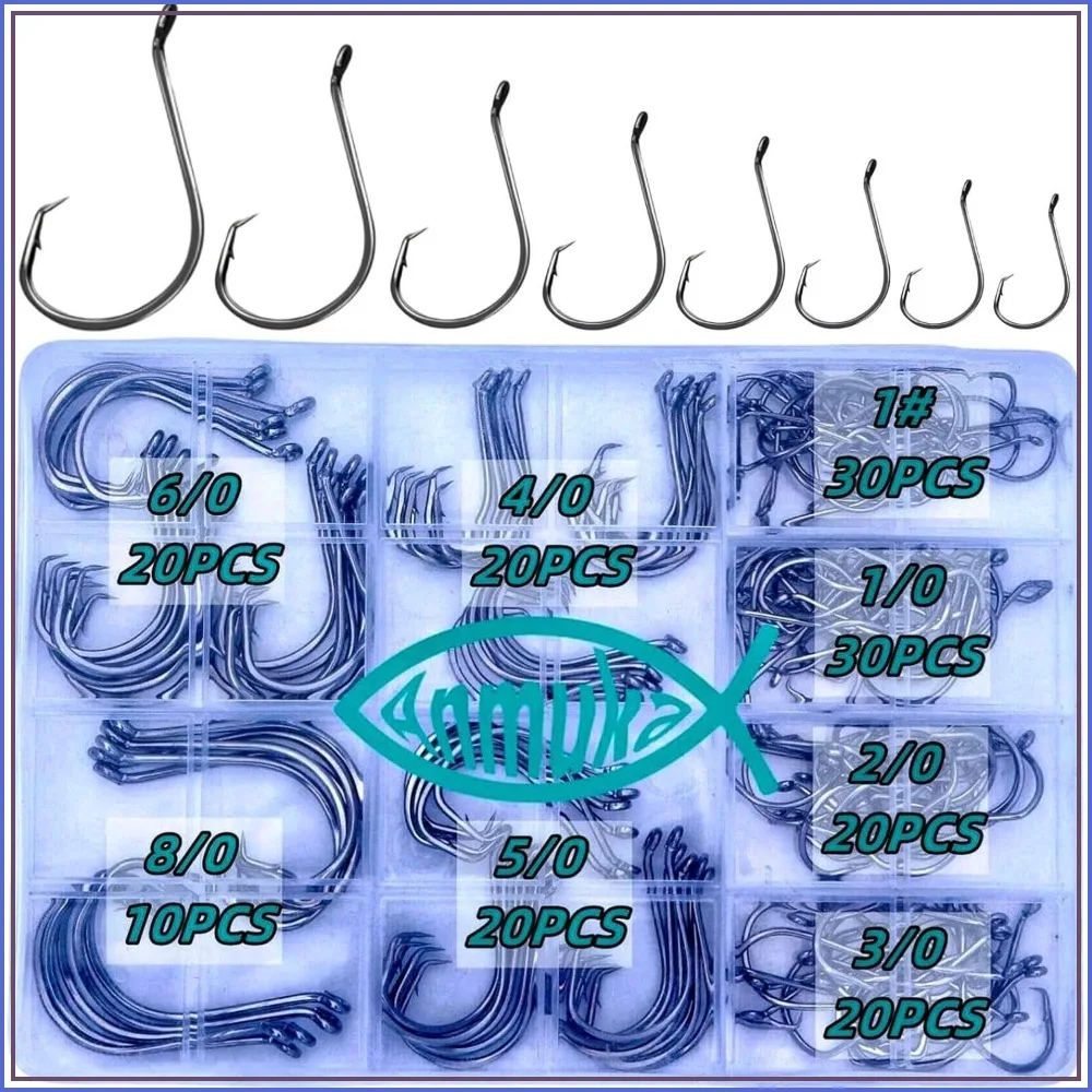 

170/220Pcs Circle Fishing Hooks Set 2X Strong Octopus Catfish Bulk Saltwater Freshwater Gear #1-10/0