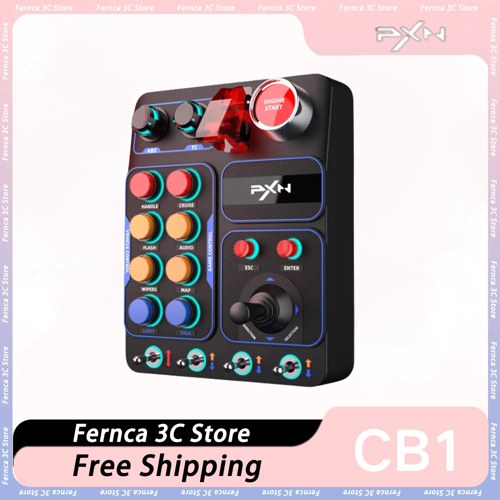 

PXN CB1 Racing Simulator Central Control Box Multifunctional Key Control Box RGB EURO Truck Simulator Racing Custom Game Gift