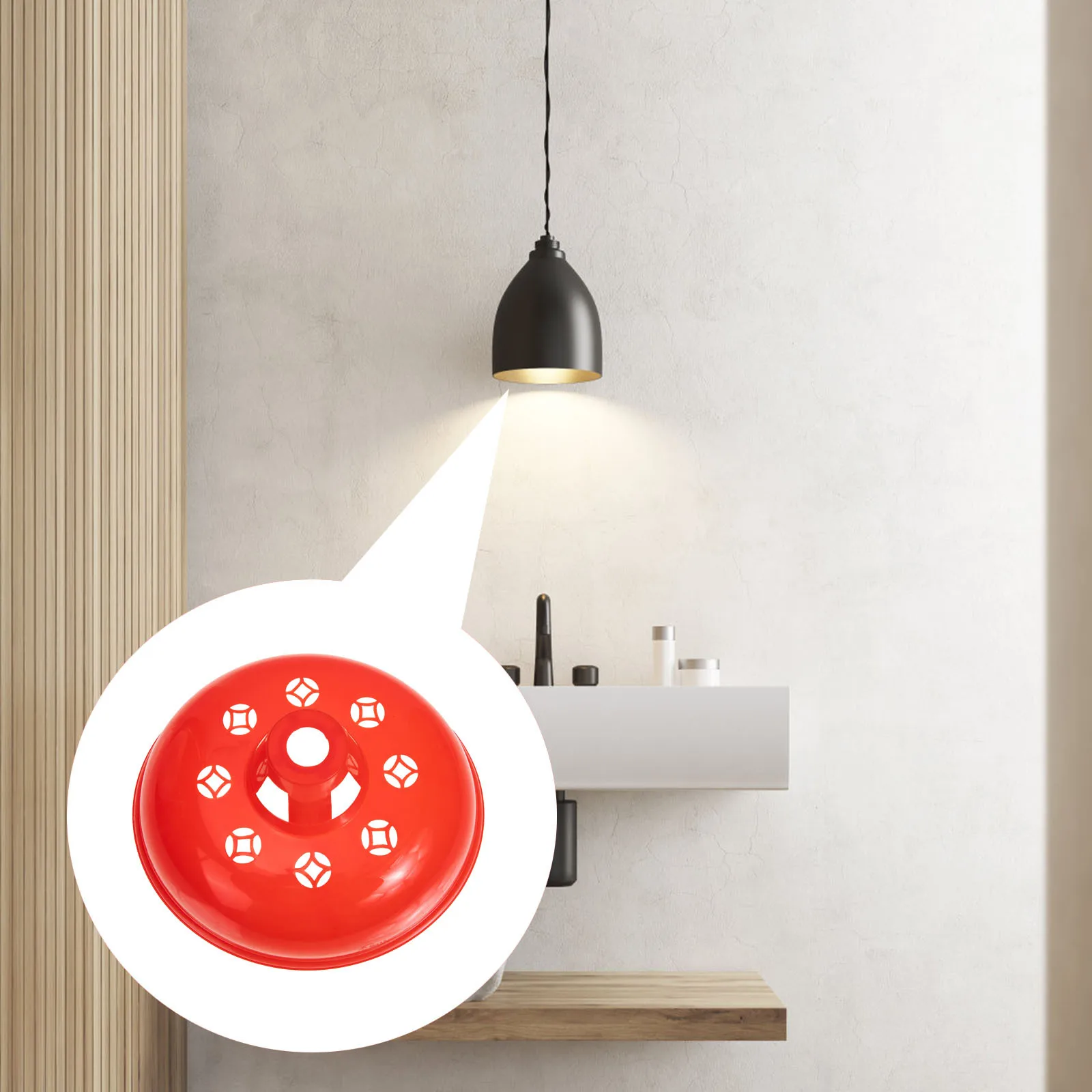 

Red Lampshade Plastic Cover for Small Lamp High Temp Resistant Easy Clean Hygienic Hollow Design Extend Bulb Life Sturdy Durable
