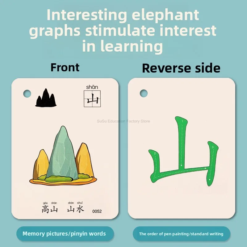 Chinese Pinyin Card 250 words Characters Picture Enlightenment Double Literacy Card Children's Kindergarten Learning Hanzi