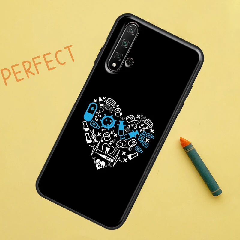 ممرضة الصحة الطبية القلب لهواوي نوفا 8i 12i 11i 12s Y73 Y72 Y61 Y91 Y90 Y70 Y60 9 10 SE P30 P40 Lite P60 Pro Case
