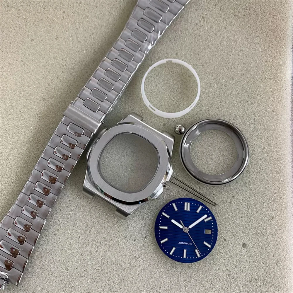 NH35 Sapphire Glass Watch Case, 41mm Stainless Steel Case Strap Dial Hands Kit for NH35 NH36 Movement