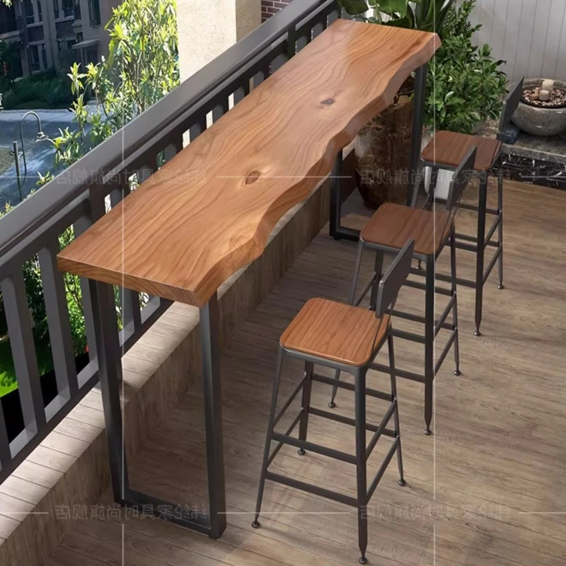 

Nordic High Breakfast Bar Tables Wood Luxury Homestay Advanced Leisure Bar Tables Outdoor Accent Furniture Esstische Lsbt