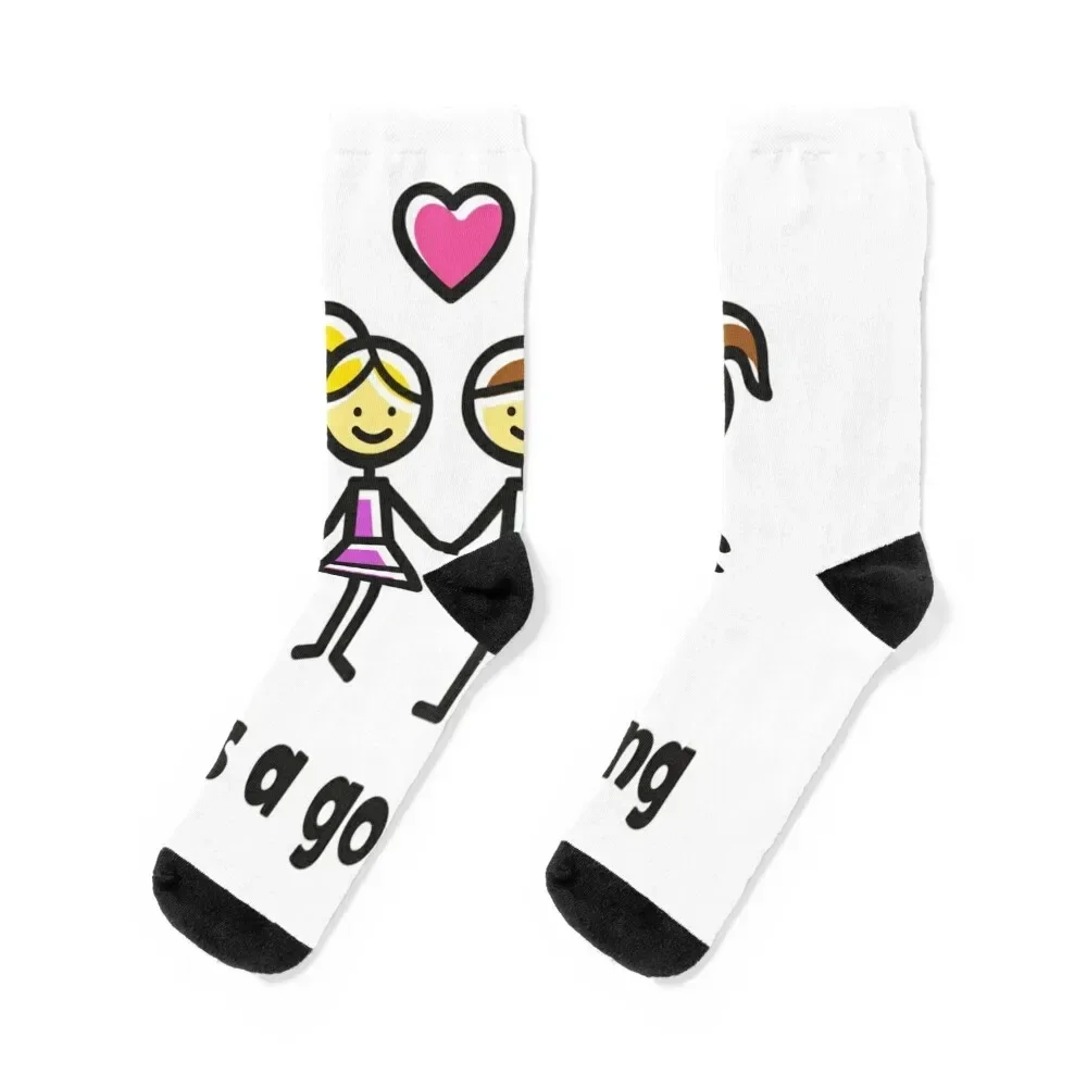 Throuple - Threesome - Non-Monogamy - ITS A GOOD THING Polyfidelity Greeting Card Socks golf Rugby Women's Socks Men's