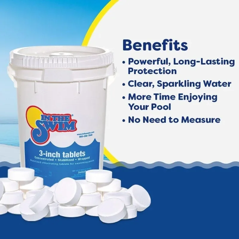 In The Swim Chlorine and Shock Bundle for Sanitizing Swimming Pools – Includes 25 Pound Bucket of 3 Inch Stabilized Chlorine