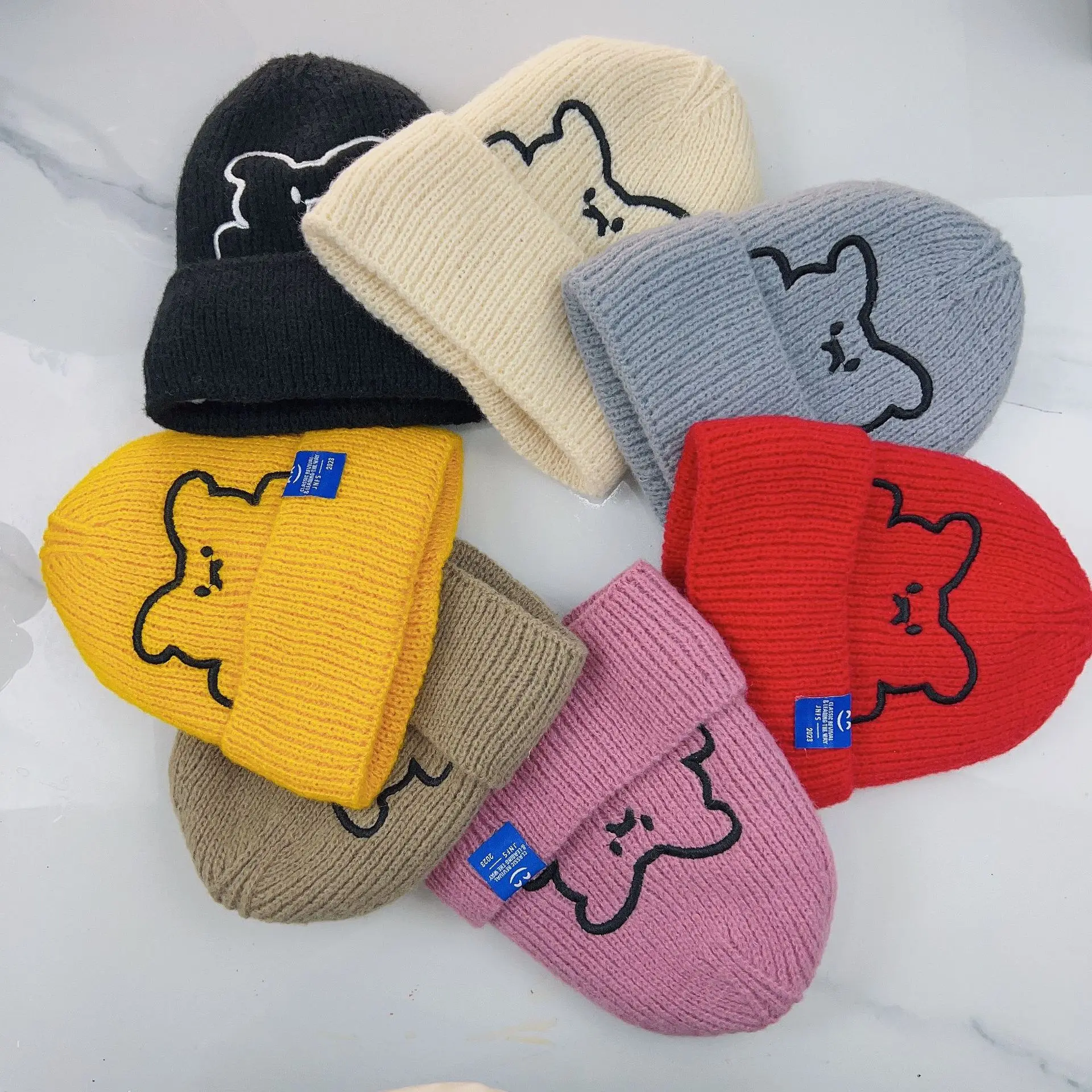 4PCS Christmas New Boys and Girls Winter Cartoon Thickened Woolen Hat  Children Hat Autumn and Winter Stereoscopic Warm Hat