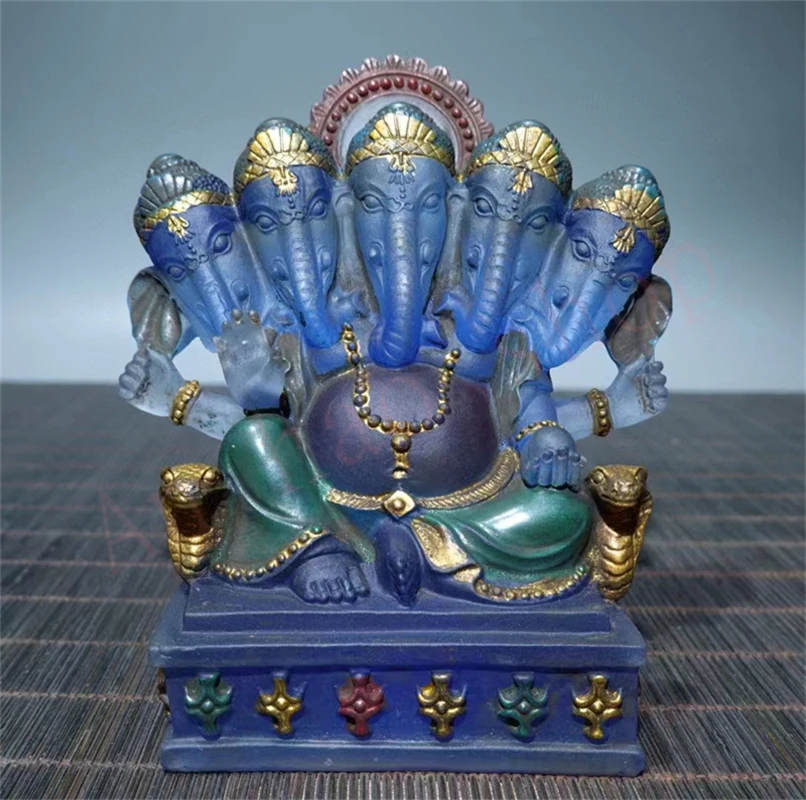 

Auspicious home decoration, elephant trunk wealth god, old Liuli ornaments,zhaocai