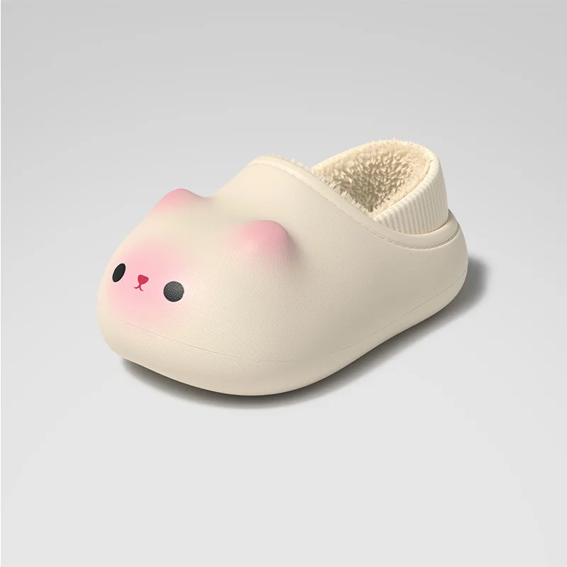 Pink Faux Rabbit Fur Clog Slippers Women Slides Shoes Plush Non-Slip Home Slippers Woman Bedroom Shoes Fluffy Bunny Ear Slippers
