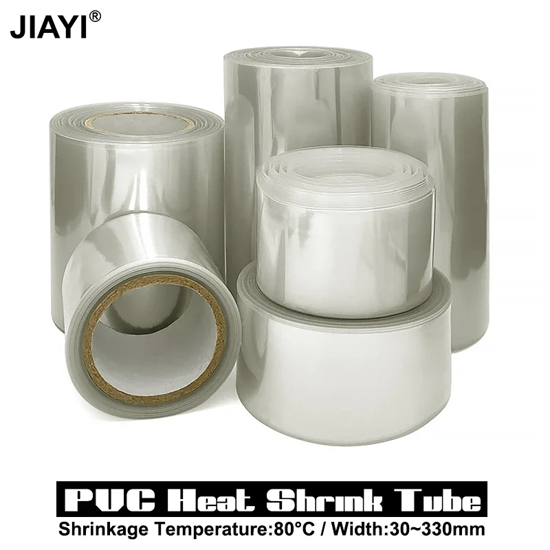 18650 Batterie-Isolierungs-PVC-Schrumpfschlauch 21mm 25 30 40 50 60-250mm Transparente Flammhemmende Wasserdichte Hülle
