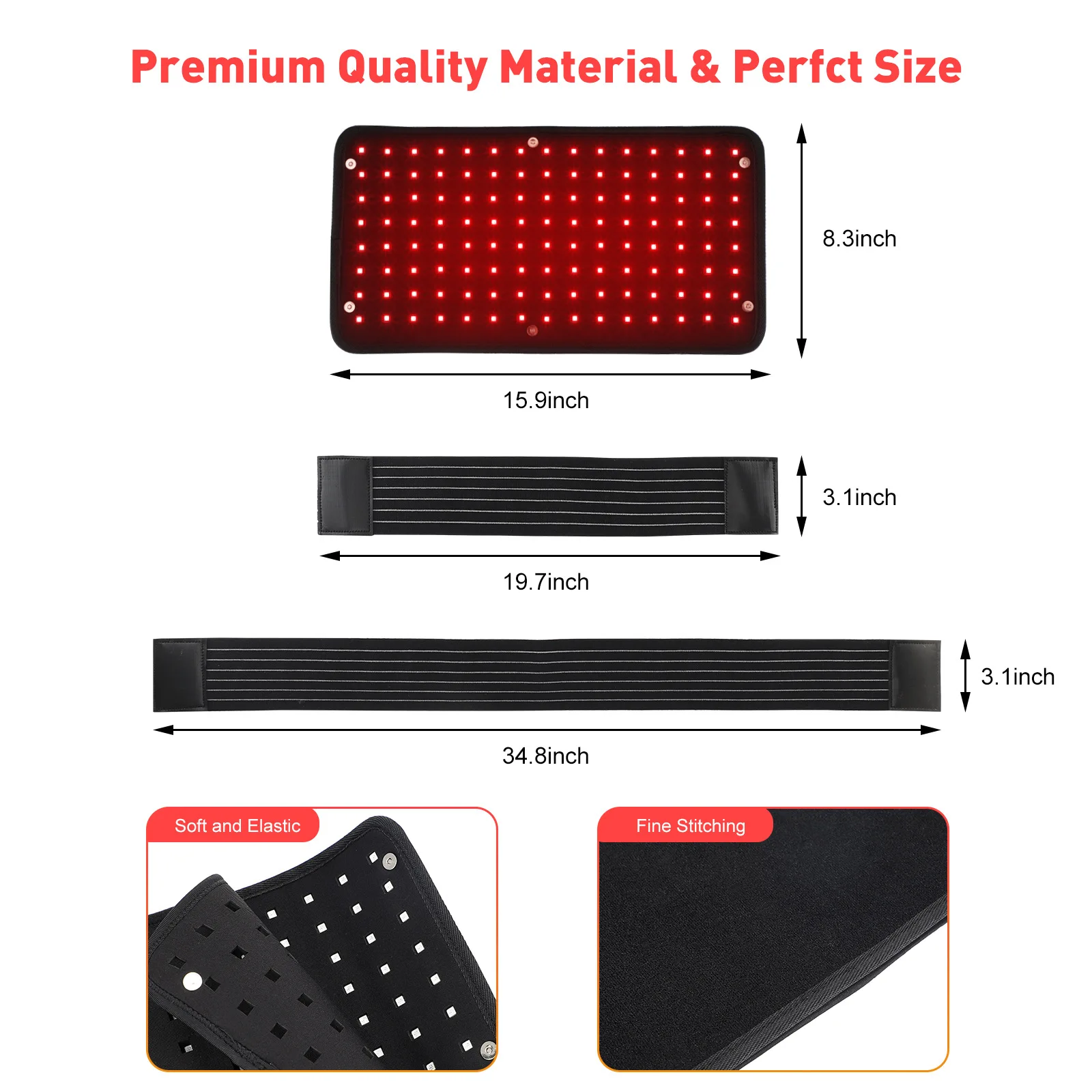 LED Red Light Therapy Belt 660nm /850nm Near Infrared Light Therapy Devices Pad 60-120LEDs Red Health Waist Shaper Belt