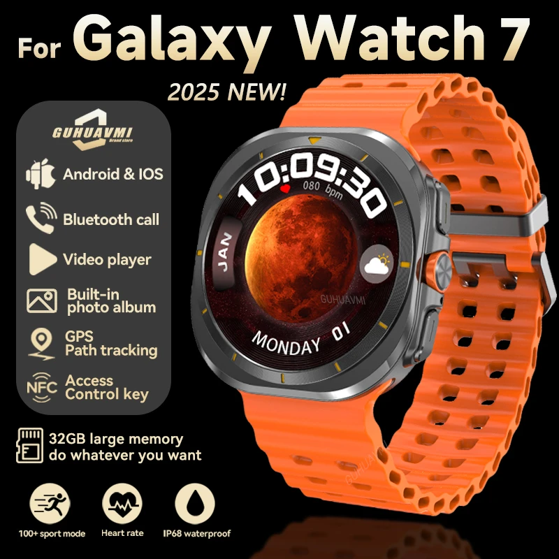 2025 New For Samsung Galaxy Watch 7 Ultra 47mm Smart Watch 32GB Memory GPS NFC 1.5-inch AMOLED Screen Bluetooth call Smartwatchs