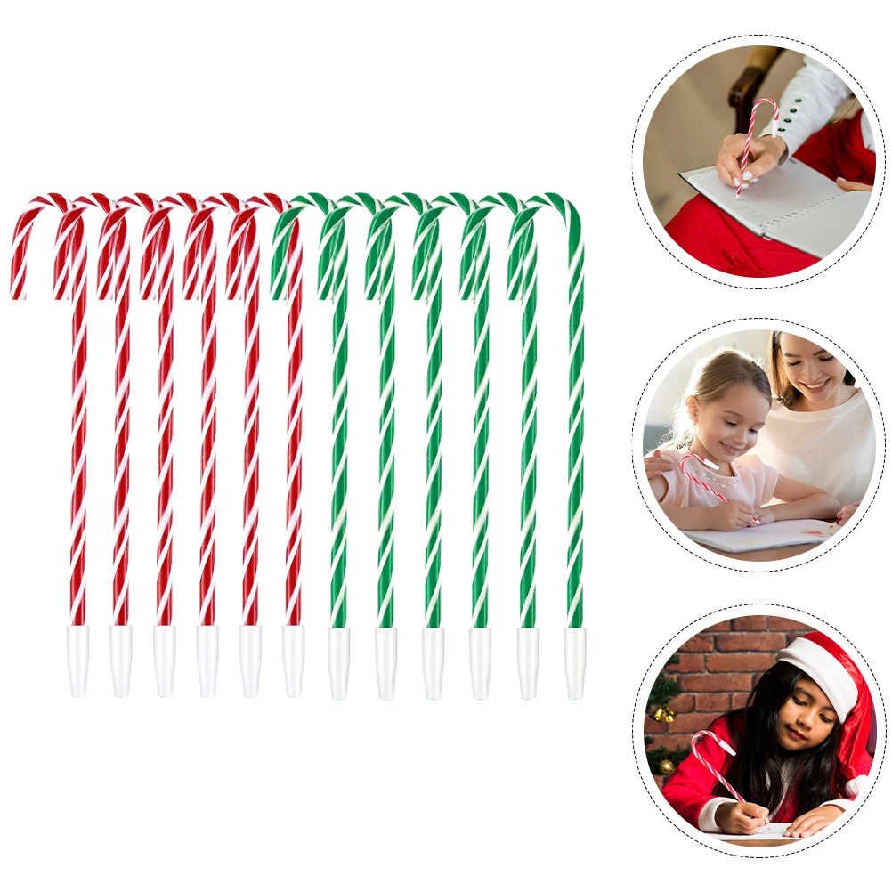 

12pcs Christmas Pens Candy Cane Design Plastic Stationery Smooth Writing Kids Gifts Holiday Party Favors Xmas for Students