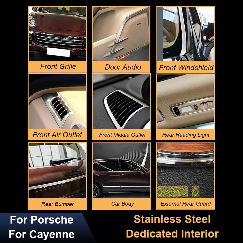 

Для Porsche Cayenne 958 2011-2017 автомобильная сетка из нержавеющей стали, решетка, рамка заднего бампера, защита внутренней внешней отделки, комплект