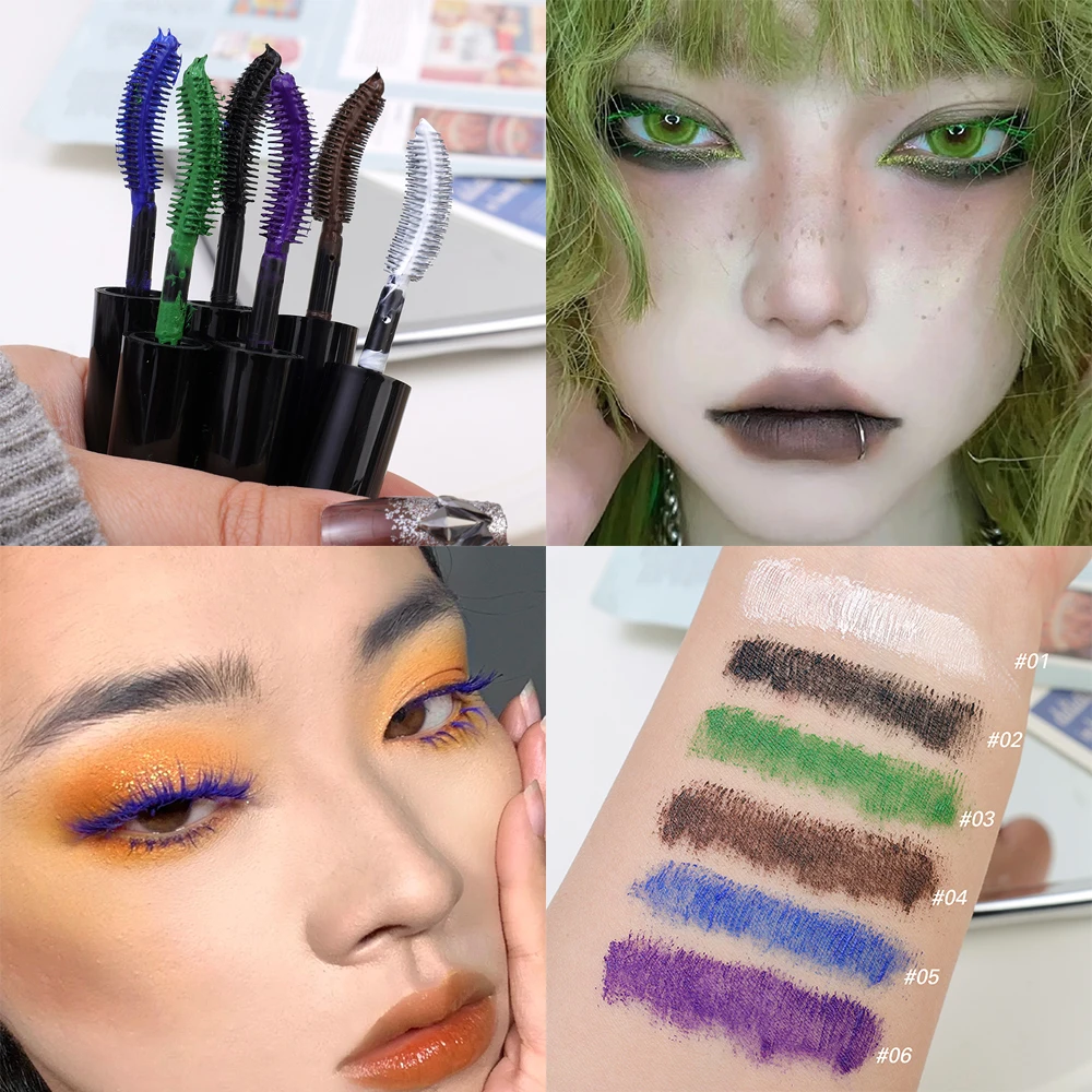 GON RANEE-Mascara longue durée, 6 couleurs, étanche, séchage rapide, pour document, volume facile, pinceau de maquillage