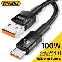 NNBILI 6A 100W USB Type C Cable For Huawei P70 Samsung Oneplus Xiaomi Redmi POCO OPPO Fast Charging Wire USB-C Charger Data Cord